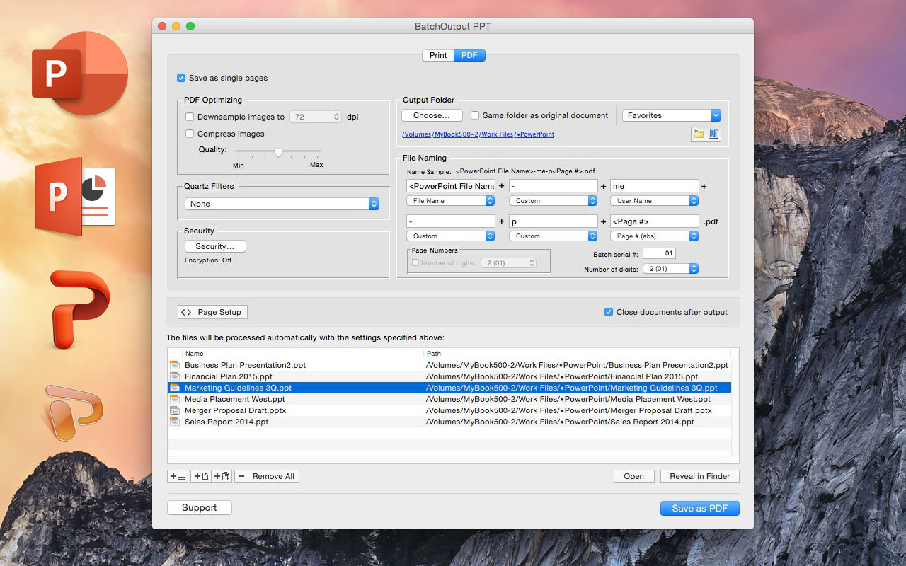 BatchOutput for Microsoft PowerPoint Now Supports Mac OS X El Capitan Image