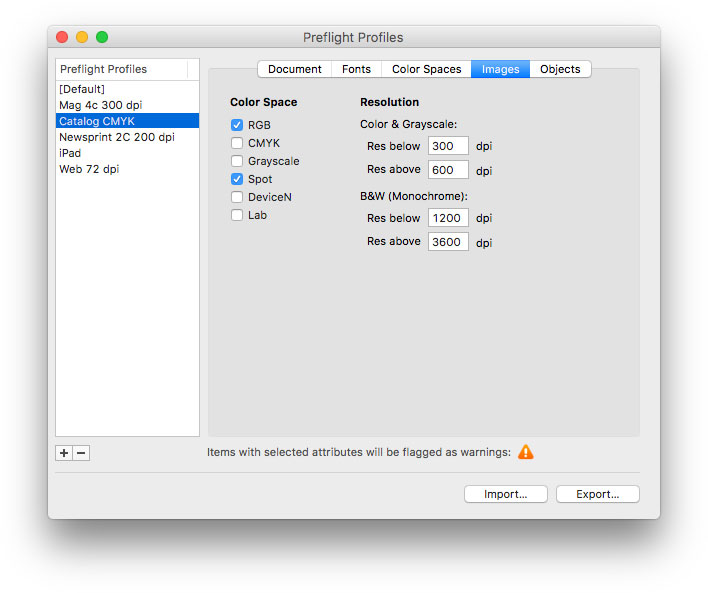 PDF Checkpoint for Mac | Preflight profiles screenshot