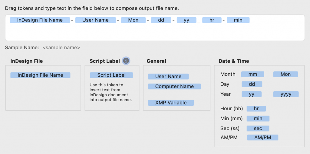 Package Central for Adobe InDesign: variable folder name screenshot