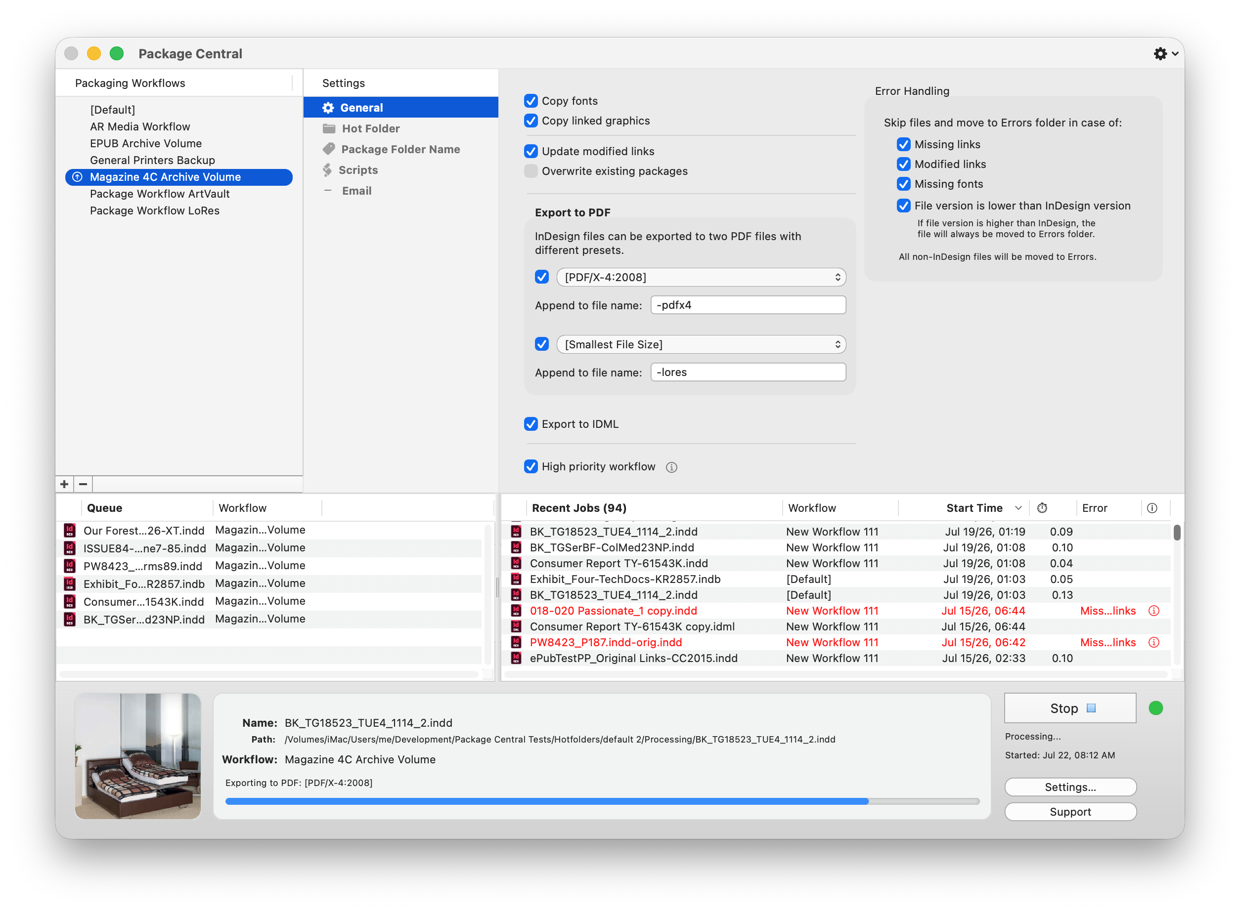 Package Central for Adobe InDesign screenshot